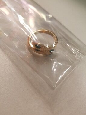 Golden Snake w/Green-Emerald-Eyes Adjustable Wrap-Around-Ring (OS)